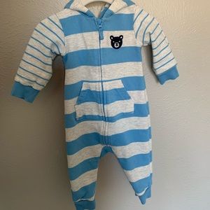 Carter’s 6M Baby Boy Striped Blue Hoodie Zip Up